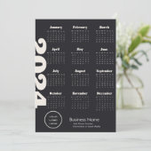 Aangepast bedrijf 2024 Kalender Zwart-wit Programmakaart (Staand voorkant)