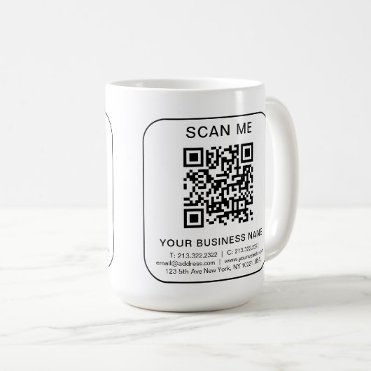 Aangepast Bedrijf Bedrijf QR Code Info Wit Eenvoud Koffiemok (Voorkant rechts)