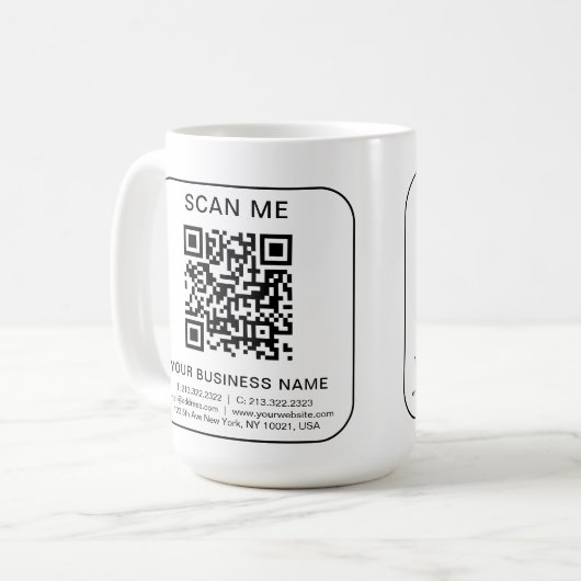 Aangepast Bedrijf Bedrijf QR Code Info Wit Eenvoud Koffiemok (Voorkant links)