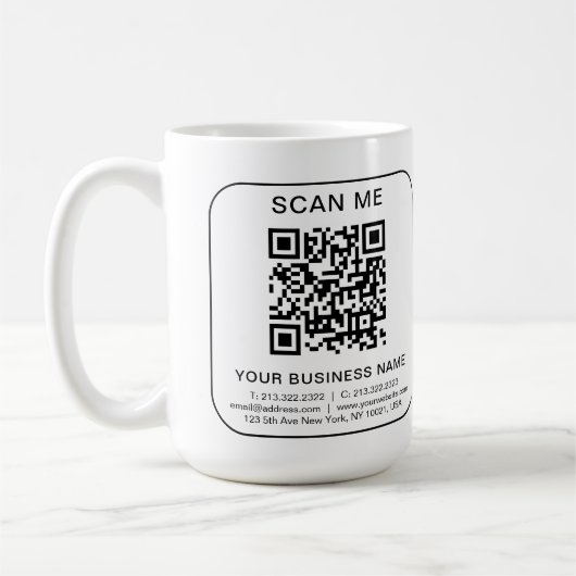 Aangepast Bedrijf Bedrijf QR Code Info Wit Eenvoud Koffiemok (Links)