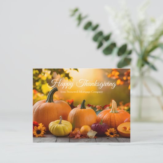 Aangepast bedrijf Happy Thanksgiving Herfst Pompoe Feestdagenkaart (Staand voorkant)