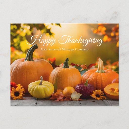 Aangepast bedrijf Happy Thanksgiving Herfst Pompoe Feestdagenkaart (Voorkant)