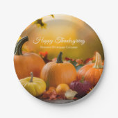 Aangepast bedrijf Happy Thanksgiving Pumpkin Party Papieren Bordje (Voorkant)