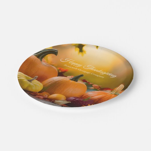 Aangepast bedrijf Happy Thanksgiving Pumpkin Party Papieren Bordje (Gekanteld)