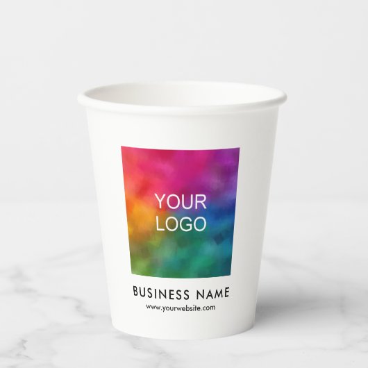Aangepast Bedrijf Kleine Bedrijf Logo Hier Sjabloo Papieren Bekers (Voorkant)