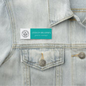 Aangepast bedrijf Logo Blauwgroen medewerker Naamplaatje (In situ)