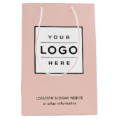 Aangepast bedrijf Logo Blush roze merk Medium Cadeauzakje (Voorkant)