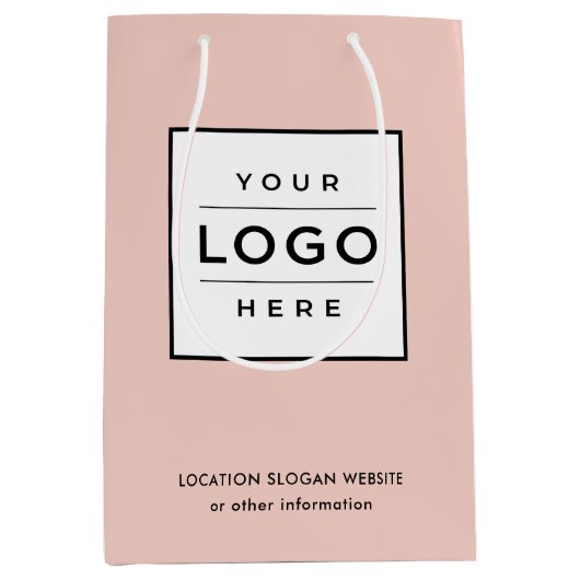 Aangepast bedrijf Logo Blush roze merk Medium Cadeauzakje (Voorkant)