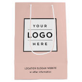Aangepast bedrijf Logo Blush roze merk Medium Cadeauzakje (Achterkant)