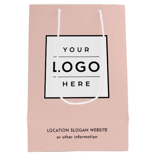 Aangepast bedrijf Logo Blush roze merk Medium Cadeauzakje (Achterkant)