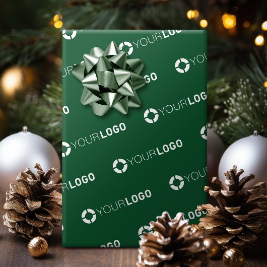 Aangepast bedrijf logo business gift jager groen cadeaupapier