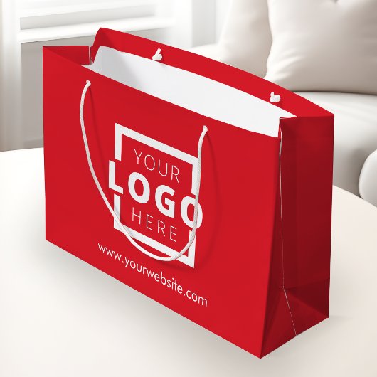 Aangepast bedrijf Logo Business Promo Red Shoping Groot Cadeauzakje