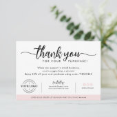 Aangepast bedrijf Logo Dank u voor de zwarte roze Bedankkaart (Staand voorkant)