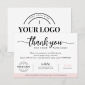 Aangepast bedrijf Logo Dank u voor de zwarte roze Bedankkaart (Voorkant / Achterkant)