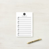 Aangepast bedrijf Logo en slogan Blank Bladmuziek Post-it® Notes (Op bureau)