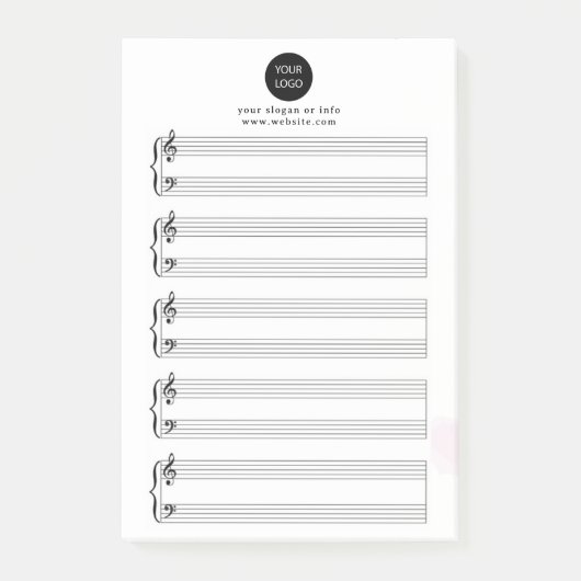 Aangepast bedrijf Logo en slogan Blank Bladmuziek Post-it® Notes (Voorkant)