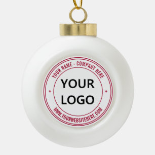 Aangepast bedrijf Logo en tekst kerstversiering Keramische Bal Ornament