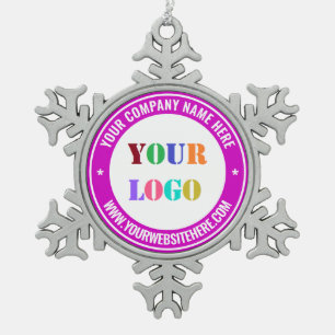 Aangepast bedrijf Logo en tekst kerstversiering Tin Sneeuwvlok Ornament