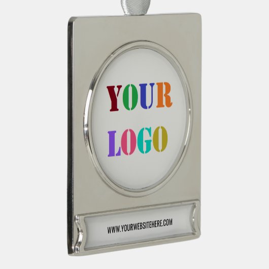 Aangepast bedrijf Logo en tekst kerstversiering Verzilverd Banner Ornament (Rechts)