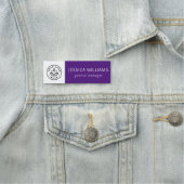 Aangepast bedrijf Logo Paarse Medewerker Naamplaatje (In situ)