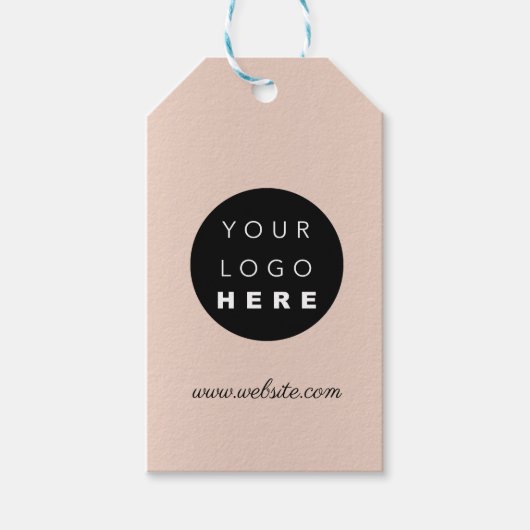 Aangepast bedrijf Logo Productbeschrijving Roze Ro Cadeaulabel (Voorkant)