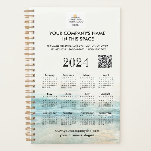Aangepast bedrijf Logo QR Code Planner Kalender (Voorkant)
