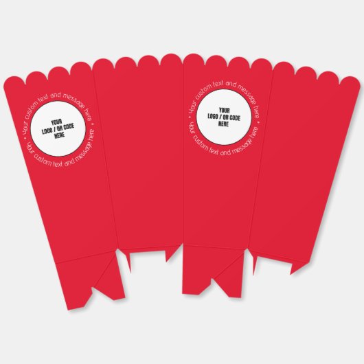 Aangepast bedrijf Logo QR Code Tekst Rode Popcorn Bedankdoosjes (Ongevouwen)