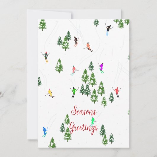 Aangepast bedrijf Logo Skiën Business Feestdagenkaart (Voorkant)