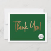 Aangepast bedrijf Logo Social Faux Gold Green Bedankkaart (Voorkant)
