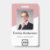 Aangepast bedrijf Logo streepjescode werknemer Fot Badge (Front)