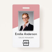 Aangepast bedrijf Logo streepjescode werknemer Fot Badge (Voorkant)