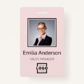 Aangepast bedrijf Logo streepjescode werknemer Fot Badge (Voorkant)