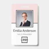 Aangepast bedrijf Logo streepjescode werknemer Fot Badge (Front)