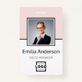 Aangepast bedrijf Logo streepjescode werknemer Fot Badge (Voorkant)