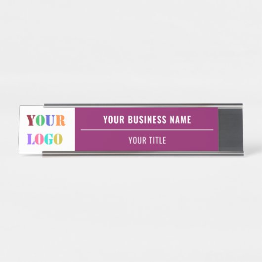 Aangepast bedrijf Logo Tekst Business Desk Naam Bo Bureau Naambordje (Voorkant)