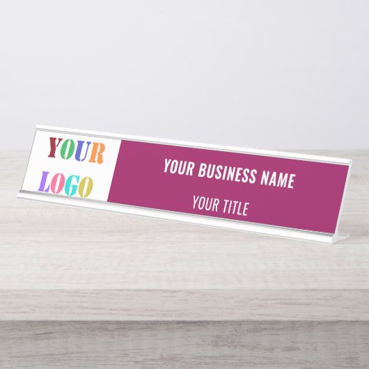 Aangepast bedrijf Logo Tekst Business Desk Naam Bo Bureau Naambordje (Voorkant)