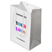 Aangepast bedrijf Logo Tekst papier boodschappenta Medium Cadeauzakje (Voorkant Gekanteld)