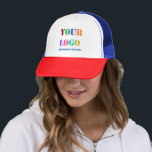 Aangepast Bedrijf Logo Tekst Promotioneel Zakelijk Trucker Pet<br><div class="desc">Aangepaste kleuren en lettertypen - Ontwerp uw eigen gepersonaliseerde Petten met uw Bedrijf Logo en Tekst Promotionele Business Trucker Hoed / Honkbal Petten / Gift - Voeg uw Logo / Afbeelding of QR-code toe - Foto / en Website of Naam / Informatie / Aangepaste tekst / Meer - Vergroot en...</div>