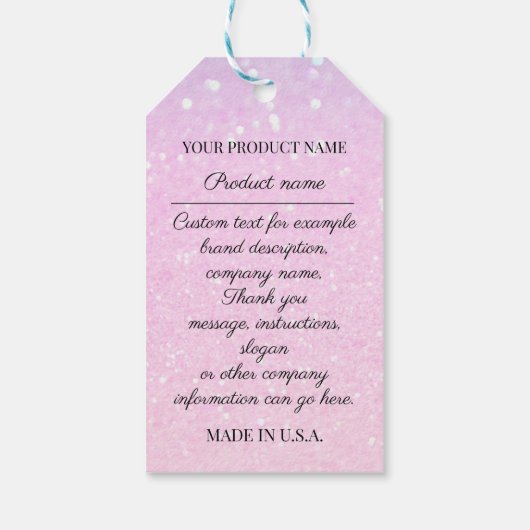 Aangepast bedrijf - Productbeschrijving roze GLITT Cadeaulabel (Achterkant)
