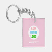 Aangepast bedrijf Professional Business Logo roze Sleutelhanger (Voorkant Links)