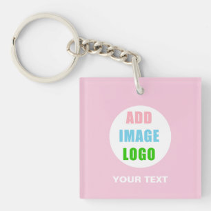 Aangepast bedrijf Professional Business Logo roze Sleutelhanger