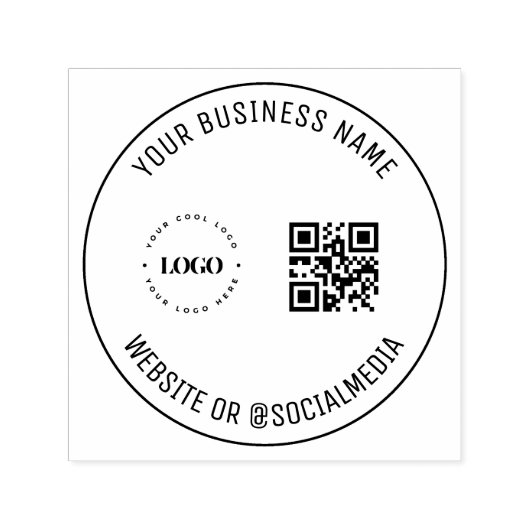 Aangepast bedrijf - QR-code en tekst modern Zelfinktende Stempel (Design)