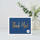Aangepast bedrijf - Sociale Faux Gold Blue Bedankkaart (Staand voorkant)