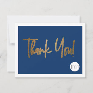 Aangepast bedrijf - Sociale Faux Gold Blue Bedankkaart