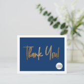 Aangepast bedrijf - Sociale Faux Gold Blue Bedankkaart (Staand voorkant)