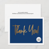 Aangepast bedrijf - Sociale Faux Gold Blue Bedankkaart (Voorkant / Achterkant)