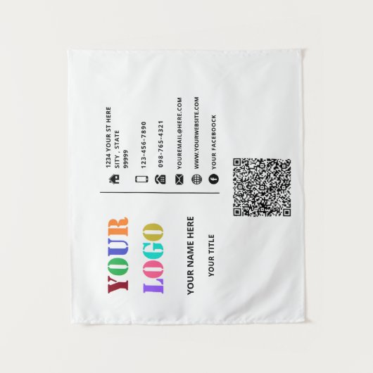 Aangepast Bedrijf Uw Bedrijf Promotionele Tapestry Wandkleed (Voorkant)