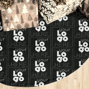 Aangepast Bedrijf Witte Logo Patroon op Zwarte Xma Kerstboom Rok