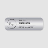 Aangepast Bedrijf Zakelijk Logo Faux Silver Naamplaatje (Voorkant)