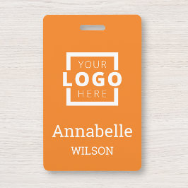 Aangepast bedrijfs Logo Basic Employee Name Oranje Badge